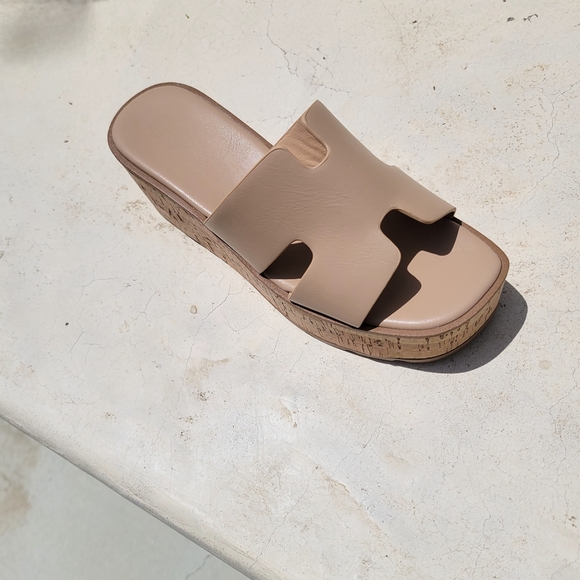 Platform Heel Taupe Sandals - Picture 2 of 3